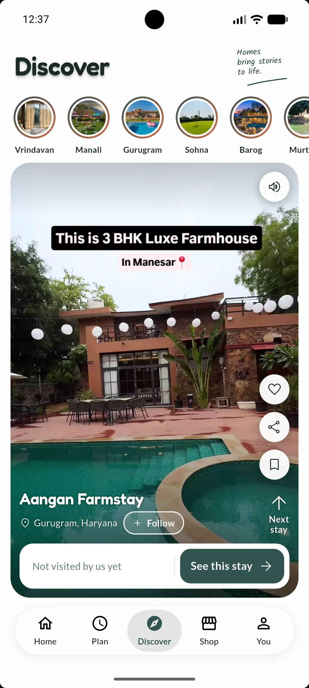 Discover in the JuxTravel app: a reel of a stay, with See this stay