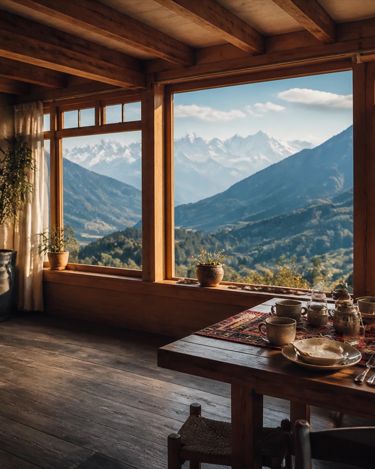 A homestay veranda looking out over the hills